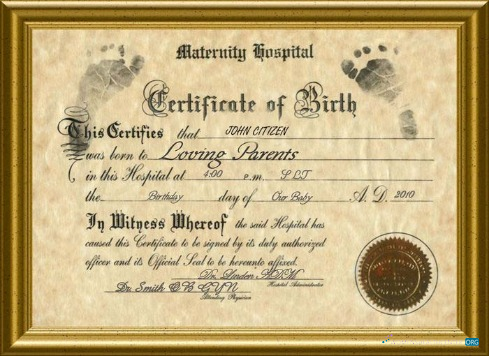 Download United States Maternity hospital birth certificate Photoshop template